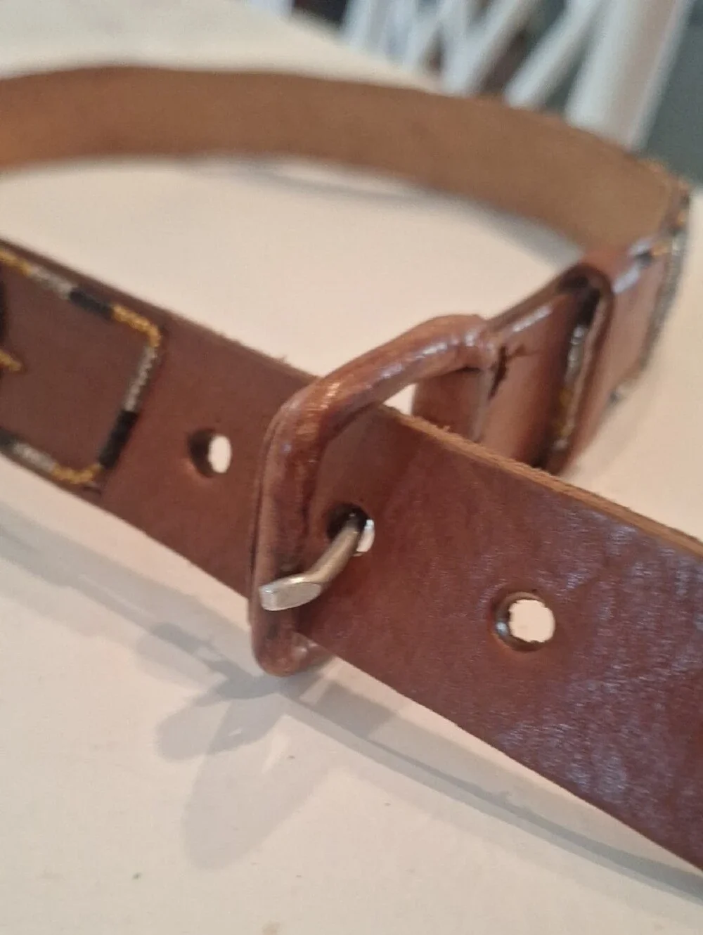 Brown Beaded Elephant Leather Belt - Women's Accessory